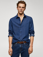 Πουκάμισο slim fit chambray βαμβακερό