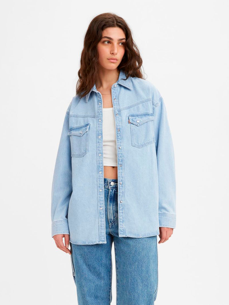 Oversized denim πουκάμισο